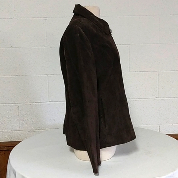 Ladies genuine leather Jacket, brown, Sz Large - Picture 3 of 5